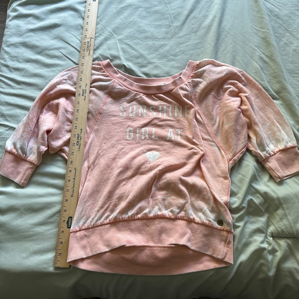 Roxy Sunshine Dolman Style Sweatshirt Pink/Yellow 3/4 Sleeve Sz M
